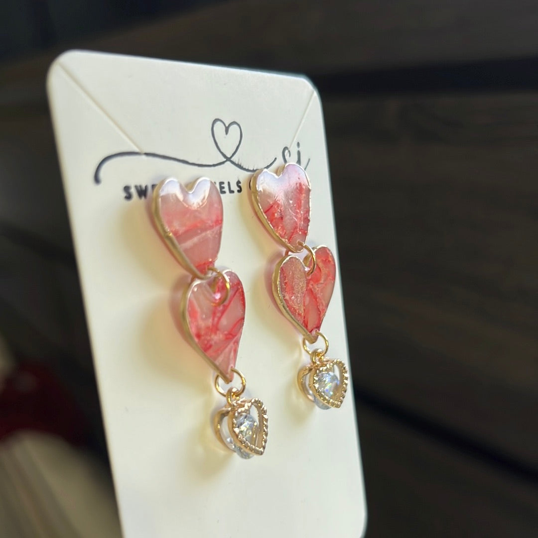 Two Heart Stud Dangles