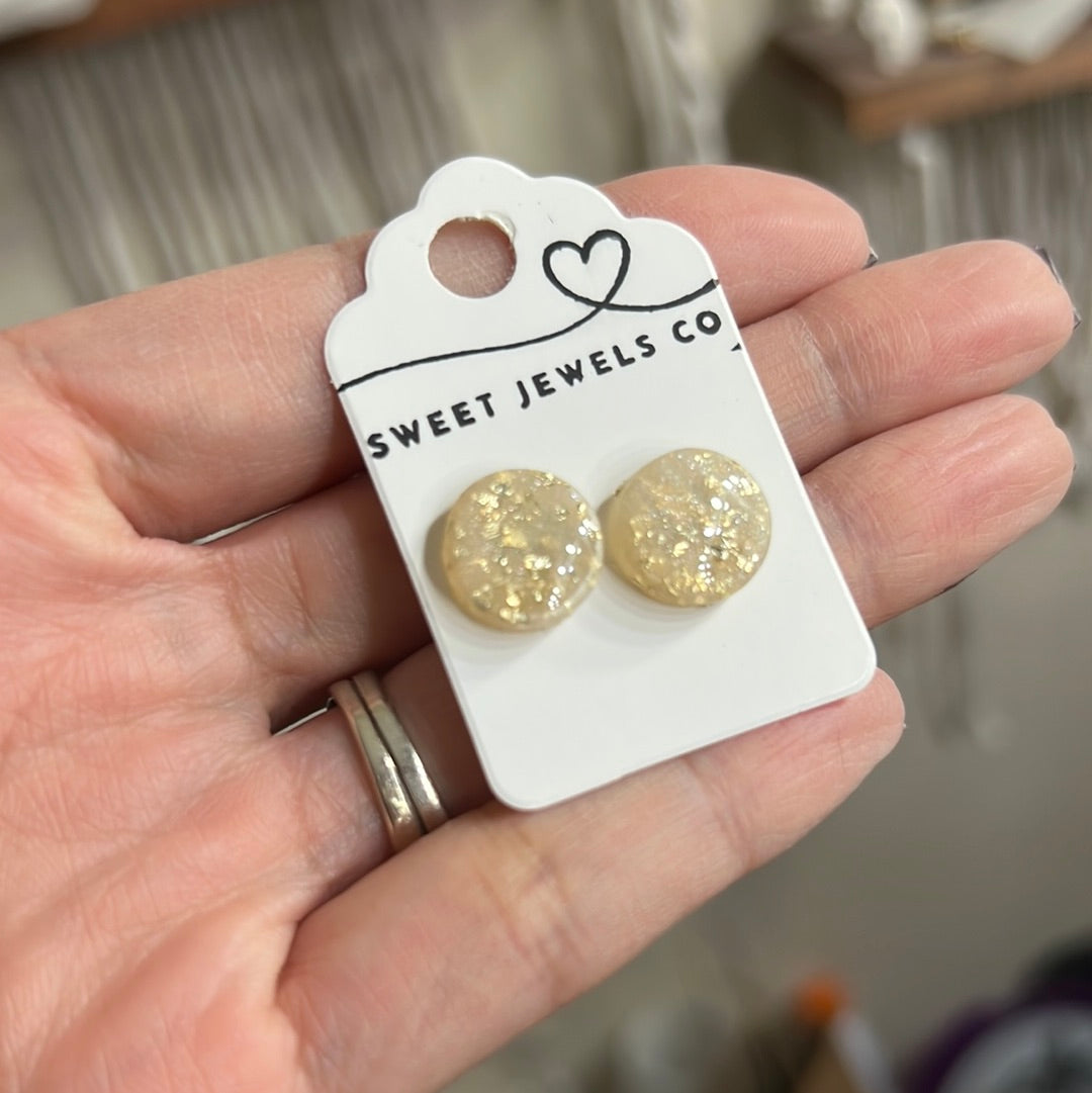 Translucent and Gold flakes studs