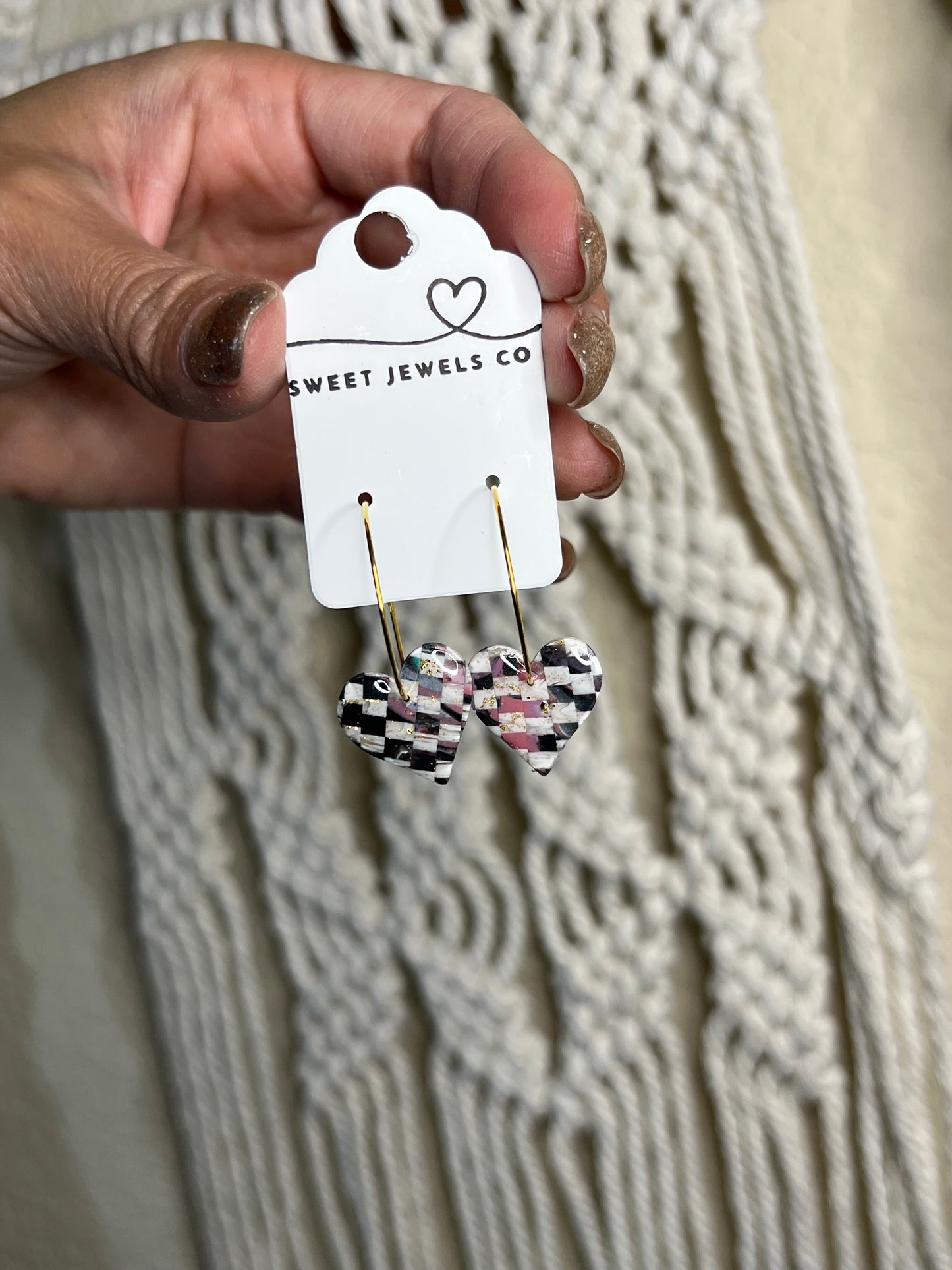 Checkered Heart Hoops