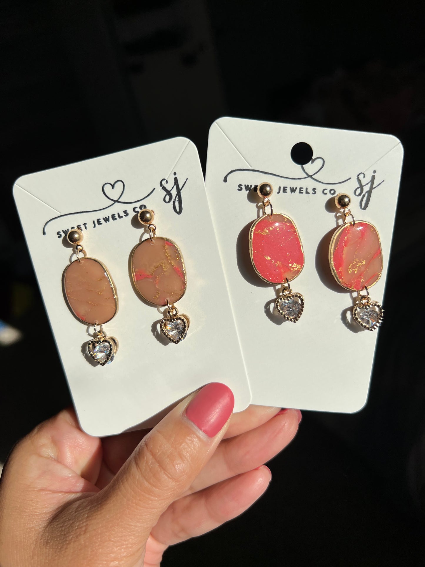 Oval- Heart Charm Studs