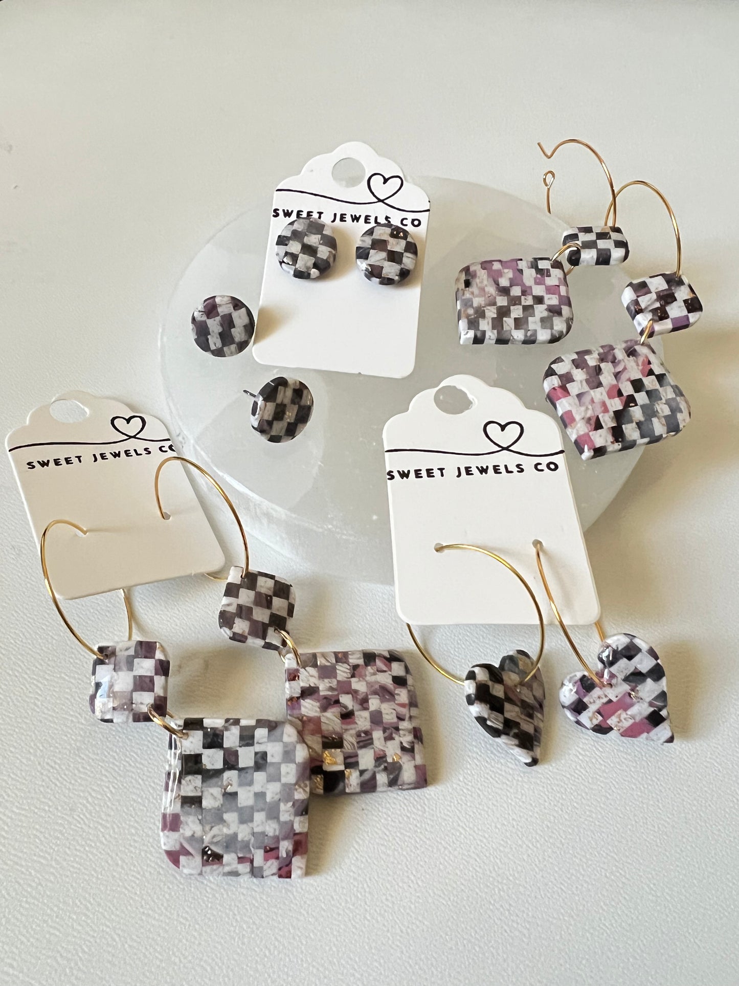 Checkered Heart Hoops