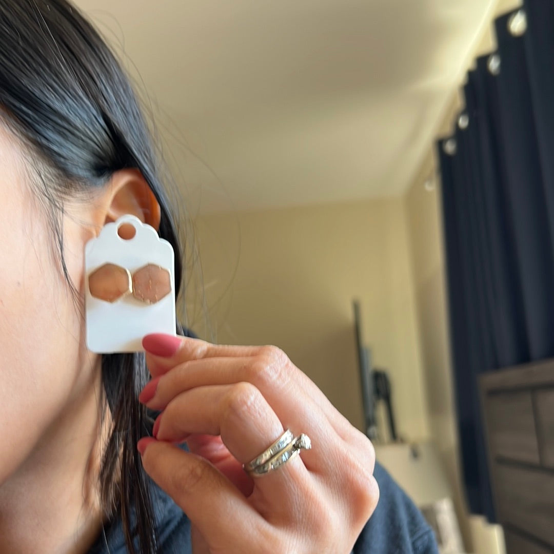 Hexagon Quartz Studs