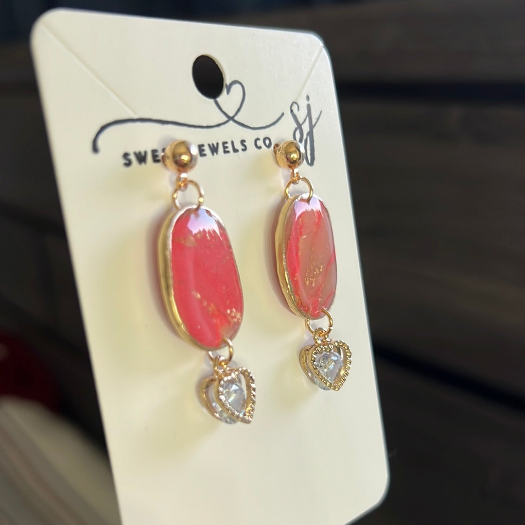 Oval- Heart Charm Studs