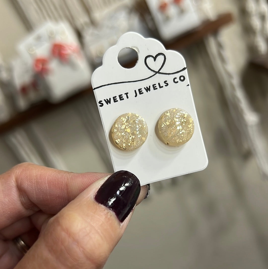Translucent and Gold flakes studs