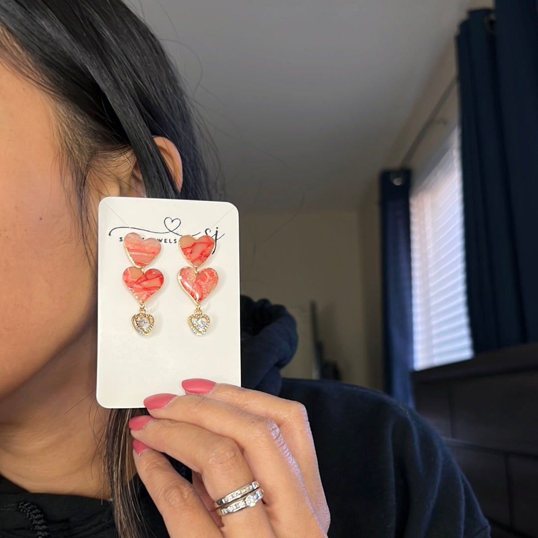 Two Heart Stud Dangles