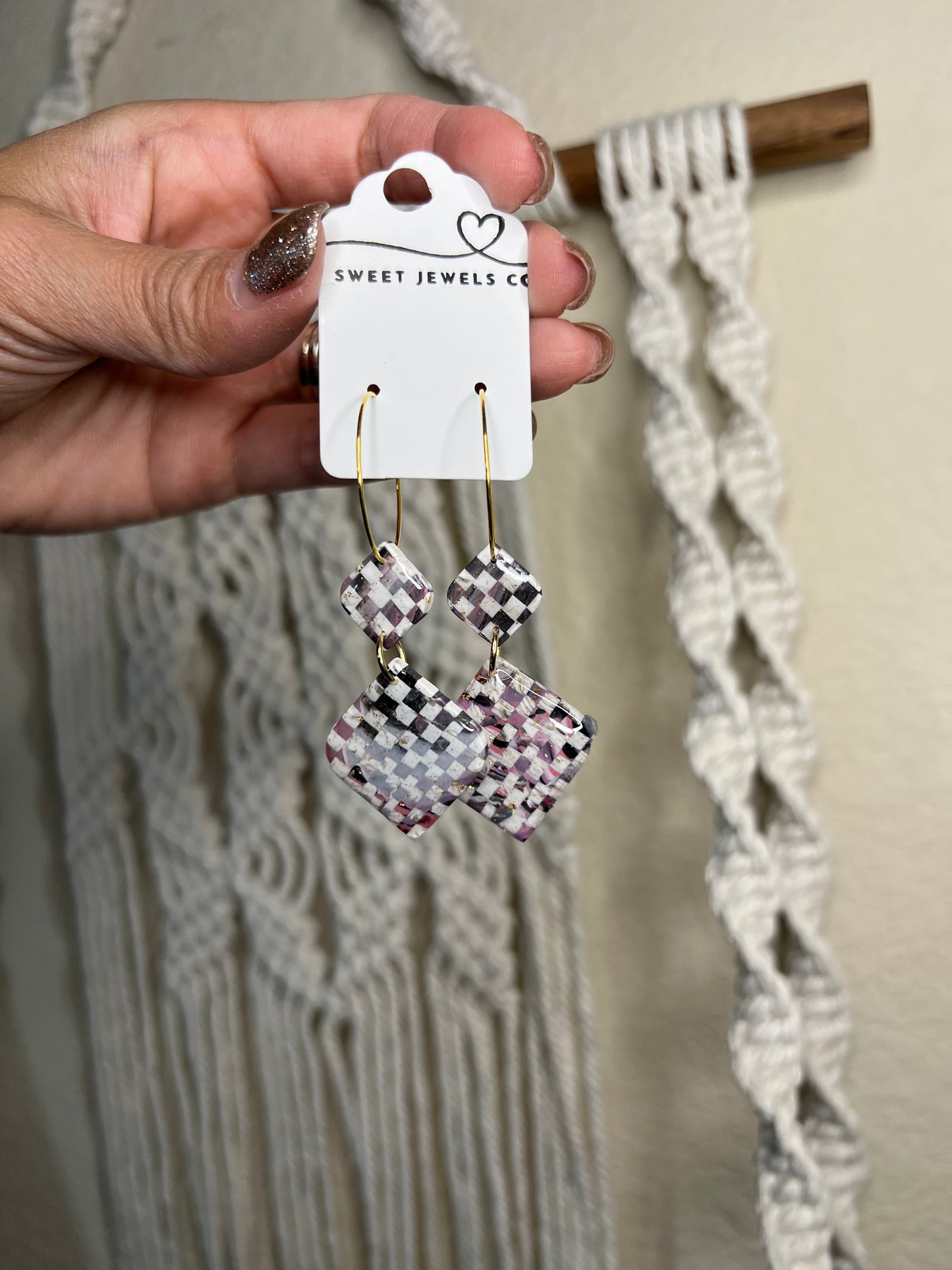 Checkered Hoop Dangles