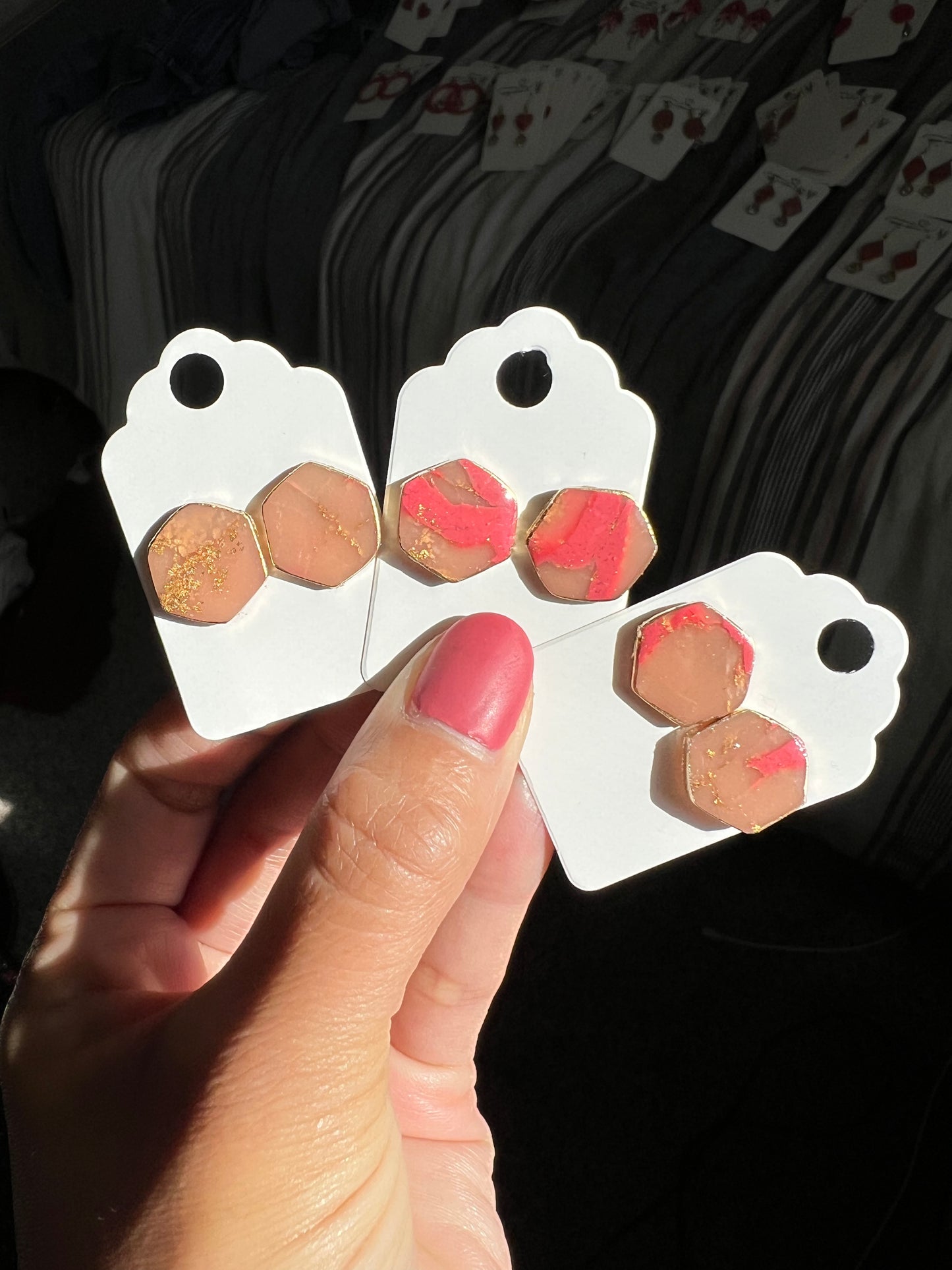 Hexagon Quartz Studs