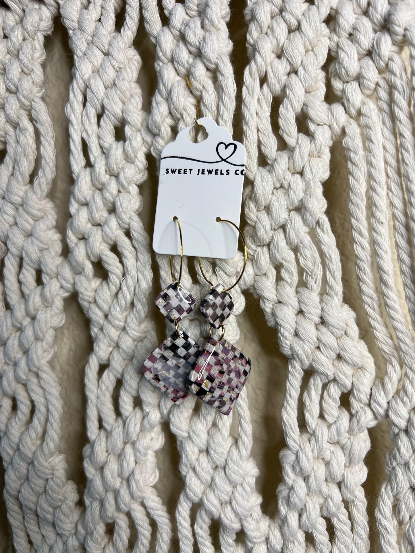 Checkered Hoop Dangles