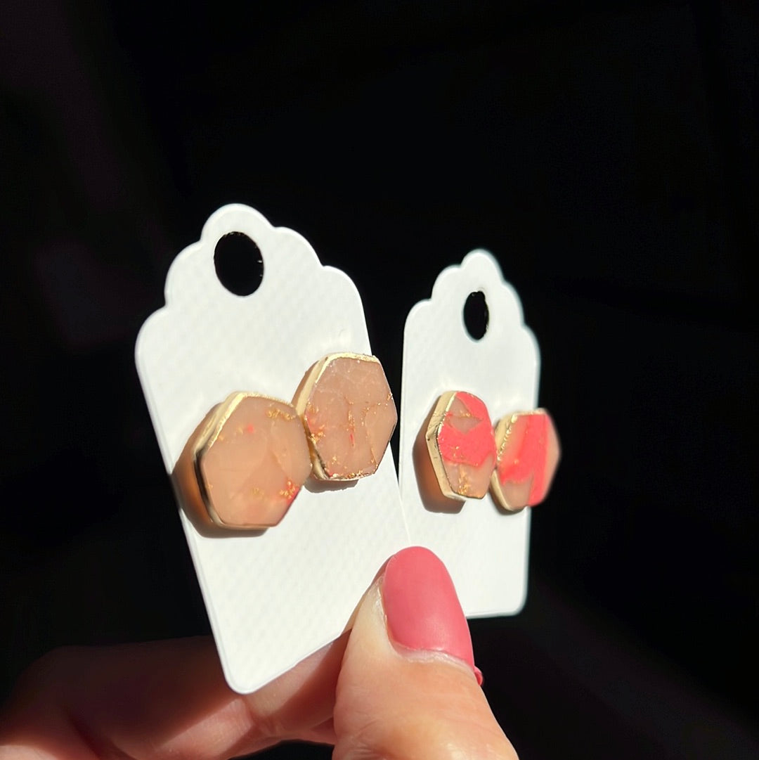 Hexagon Quartz Studs